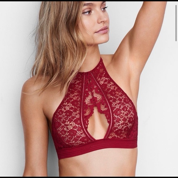 Victoria’s Secret Very Sexy Lace Key Hole Lace Halter Bralette - Picture 1 of 5